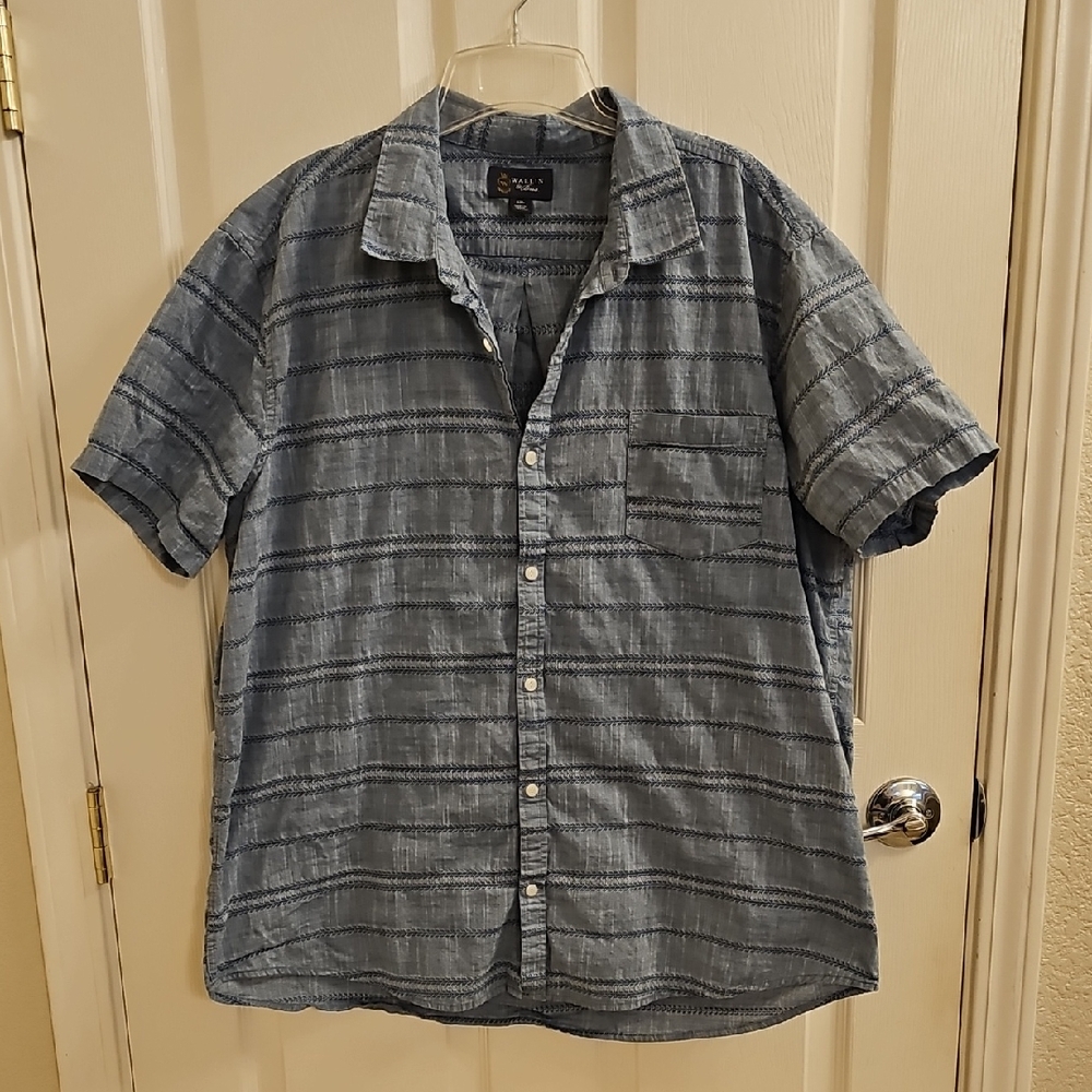 Wallin & Bros. Men's Blue Short Sleeve Shirt - 100% Cotton